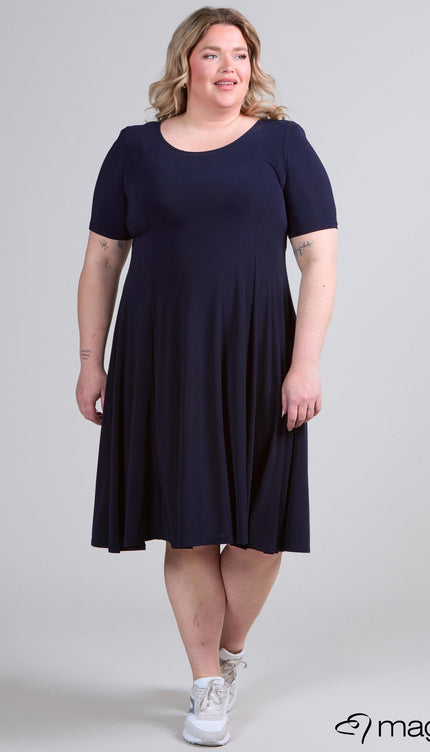 Magna Basic Jurk C-2203 Navy Blauw