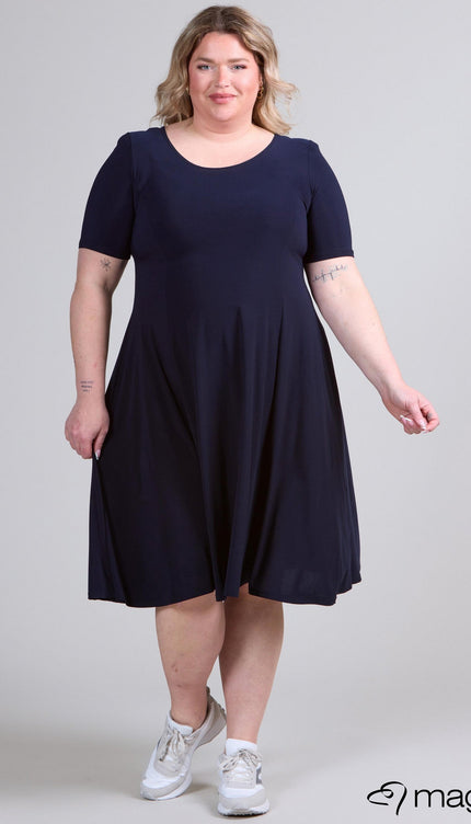 Magna Basic Jurk C-2203 Navy Blauw