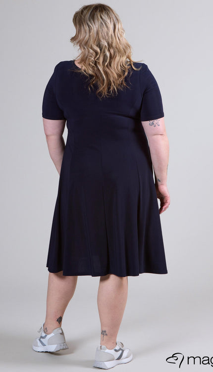 Magna Basic Jurk C-2203 Navy Blauw