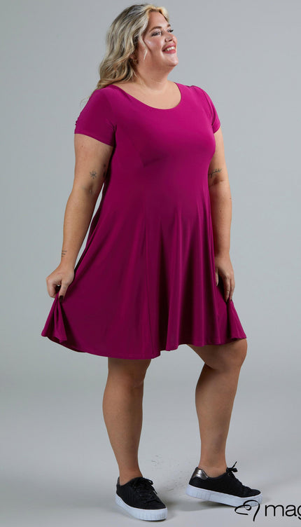 Magna Basic Jurk C-9028 Magenta Roze