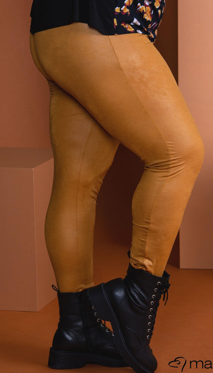 Magna Basic Legging  Leather Look F-23 Oker Geel