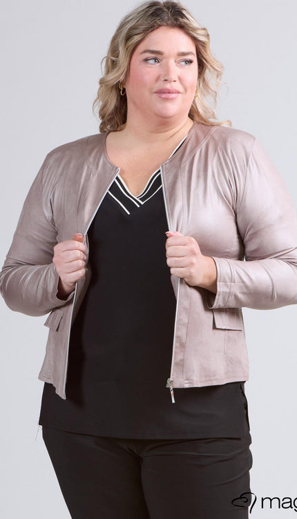 Magna Basic Blazer Leather Look K-31 Zand Bruin