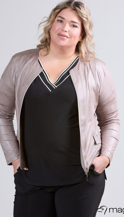 Magna Basic Blazer Leather Look K-31 Zand Bruin