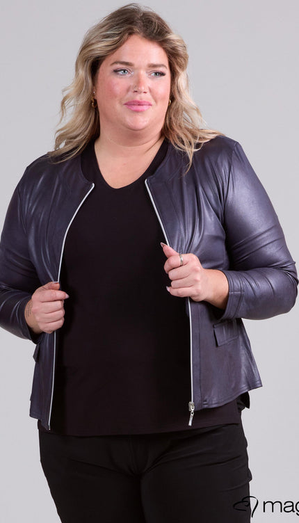 Magna Basic Blazer Leather Look K-31 Donker Grijs