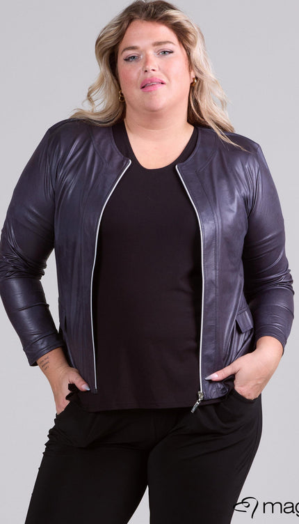 Magna Basic Blazer Leather Look K-31 Donker Grijs