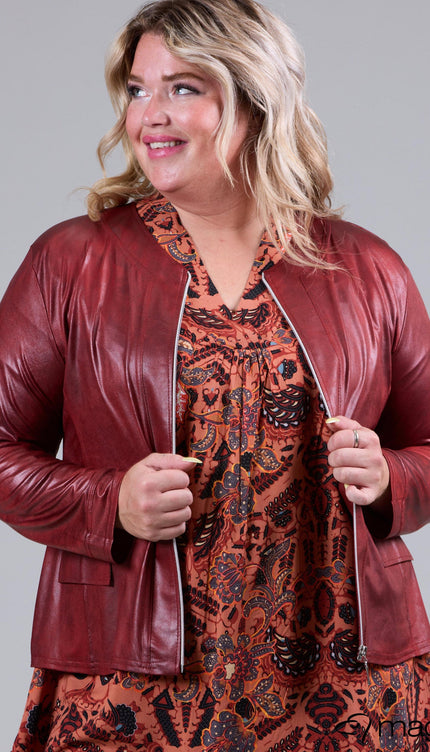 Magna Basic Blazer Leather Look K-31 Roest Bruin