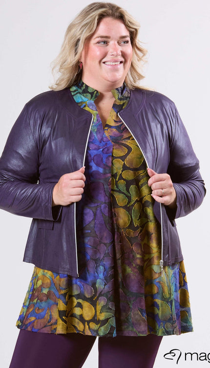 Magna Basic Blazer Leather Look K-31 Donker Paars