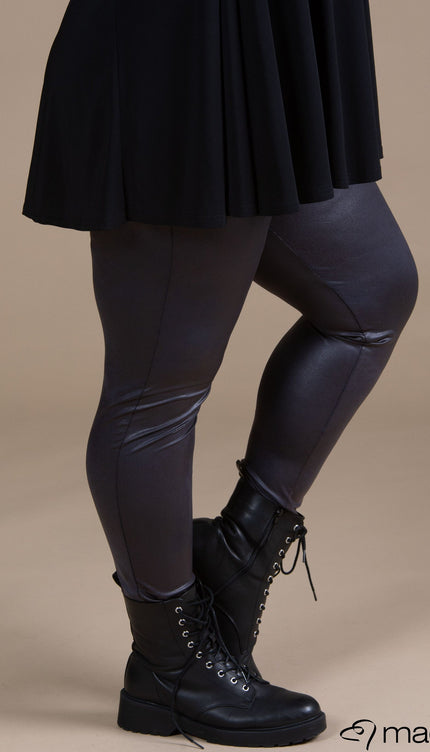 Magna Basic Legging  Leather Look F-23 Donker Grijs