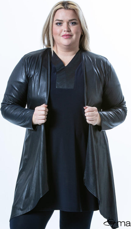 Magna Basic Vest Leather Look A-74 Navy Blauw