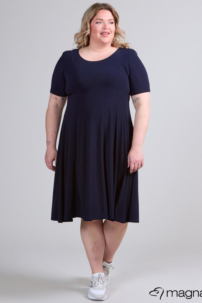 Magna Basic Jurk C-2203 Navy Blauw