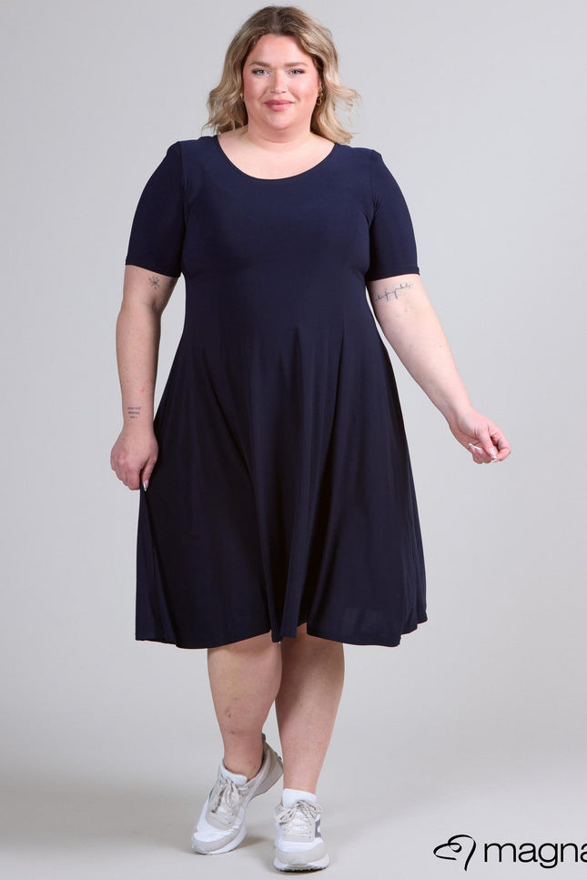 Magna Basic Jurk C-2203 Navy Blauw