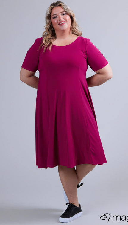 Magna Basic Jurk C-2203 Magenta Roze