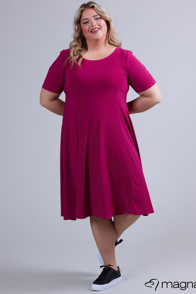 Magna Basic Jurk C-2203 Magenta Roze