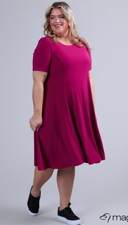 Magna Basic Jurk C-2203 Magenta Roze
