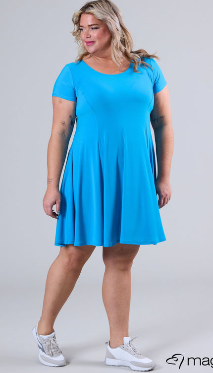 Magna Basic Jurk C-9028 Turquoise Blauw