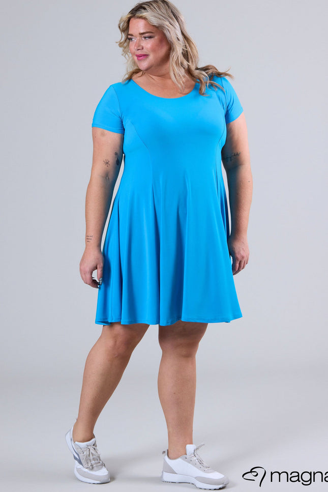 Magna Basic Jurk C-9028 Turquoise Blauw
