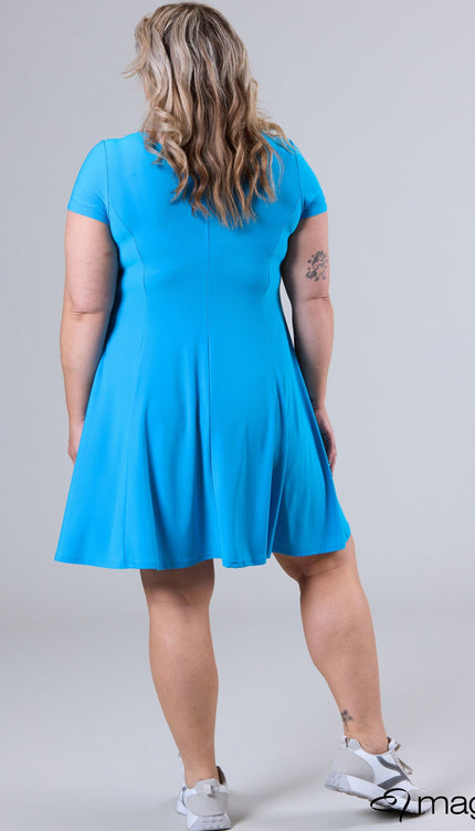 Magna Basic Jurk C-9028 Turquoise Blauw