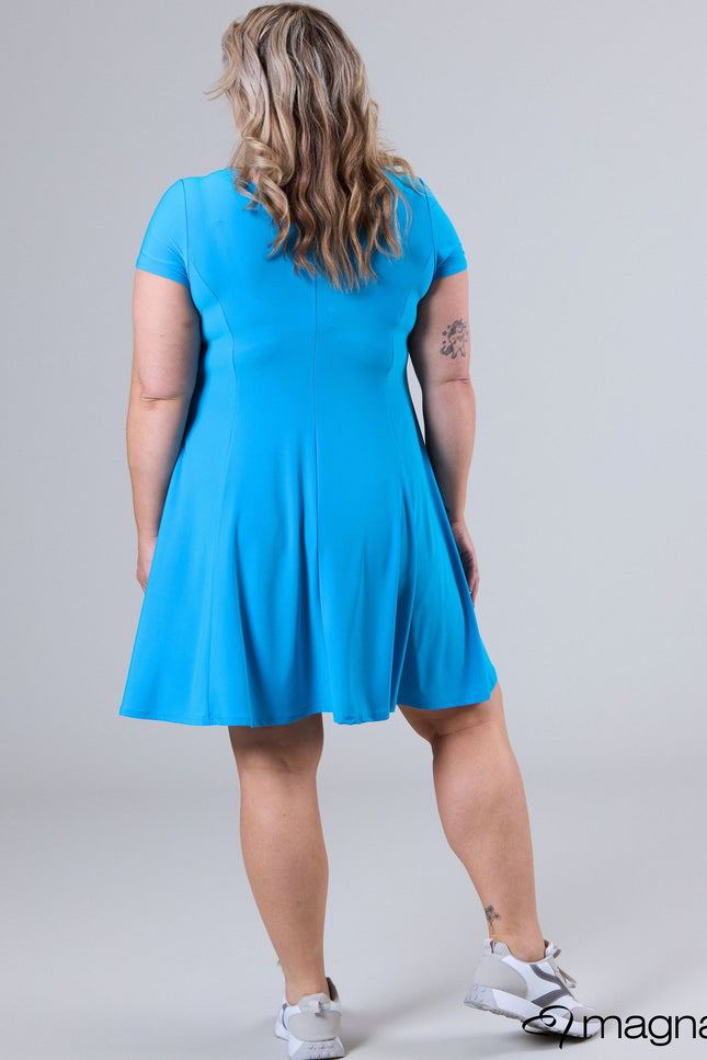 Magna Basic Jurk C-9028 Turquoise Blauw