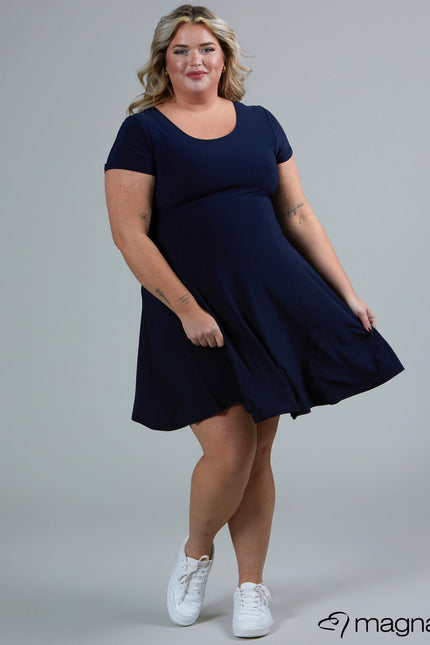 Magna Basic Jurk C-9028 Navy Blauw