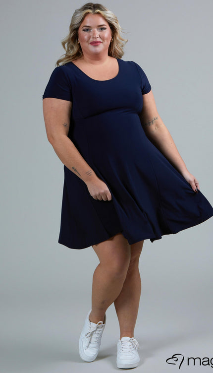 Magna Basic Jurk C-9028 Navy Blauw