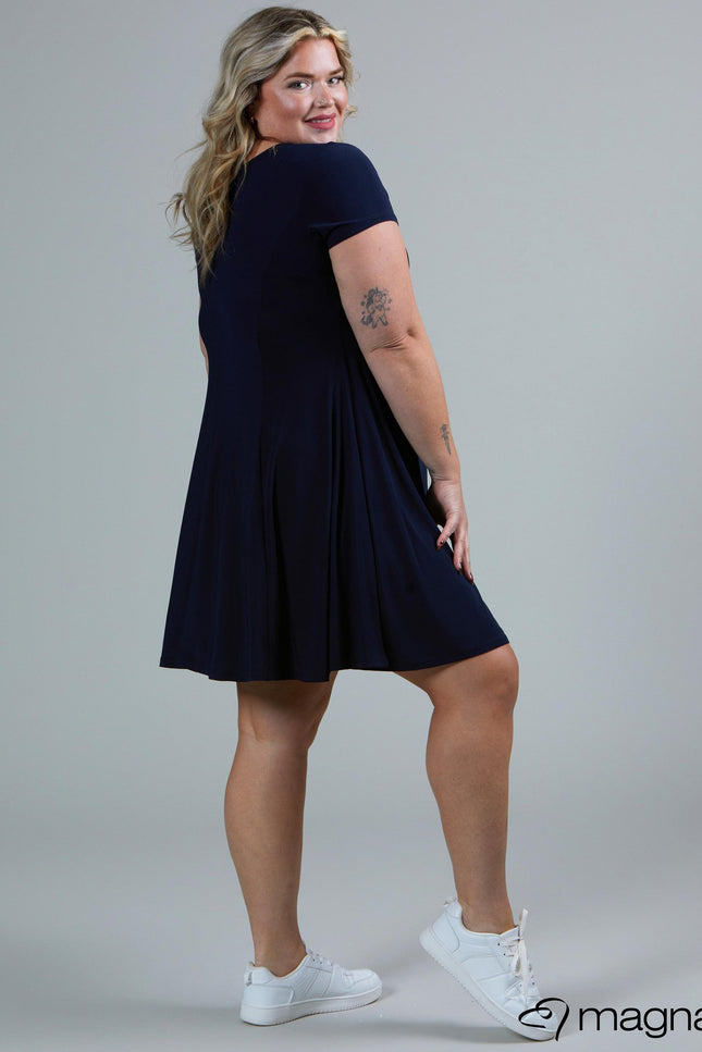 Magna Basic Jurk C-9028 Navy Blauw