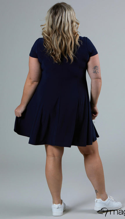 Magna Basic Jurk C-9028 Navy Blauw
