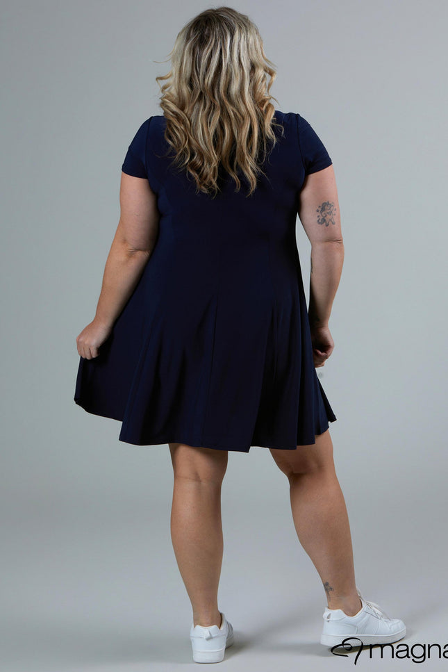 Magna Basic Jurk C-9028 Navy Blauw