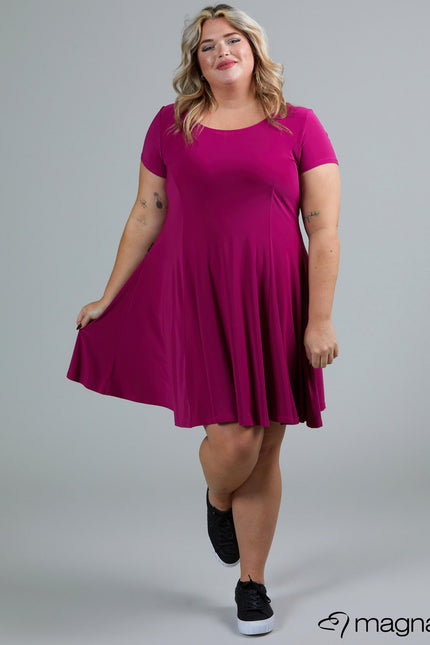 Magna Basic Jurk C-9028 Magenta Roze