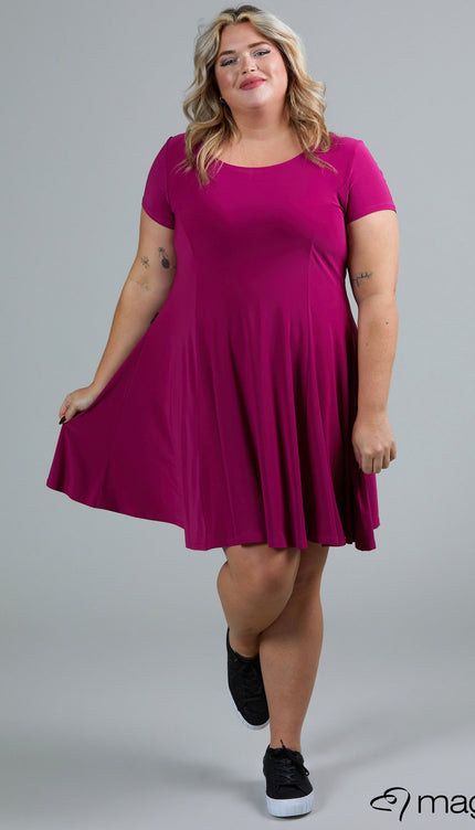 Magna Basic Jurk C-9028 Magenta Roze