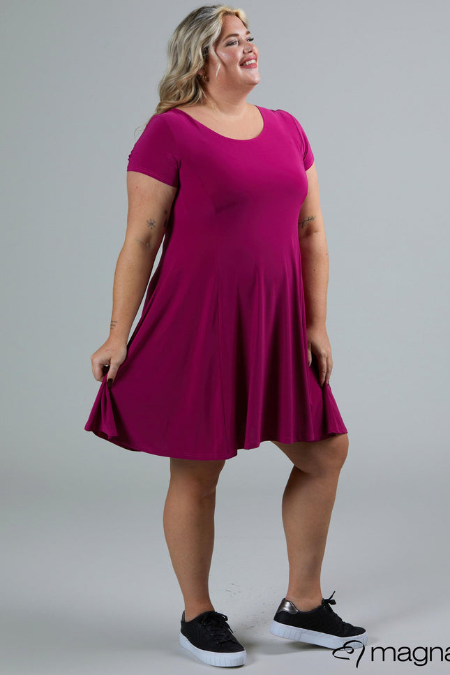 Magna Basic Jurk C-9028 Magenta Roze