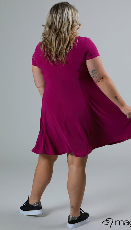 Magna Basic Jurk C-9028 Magenta Roze