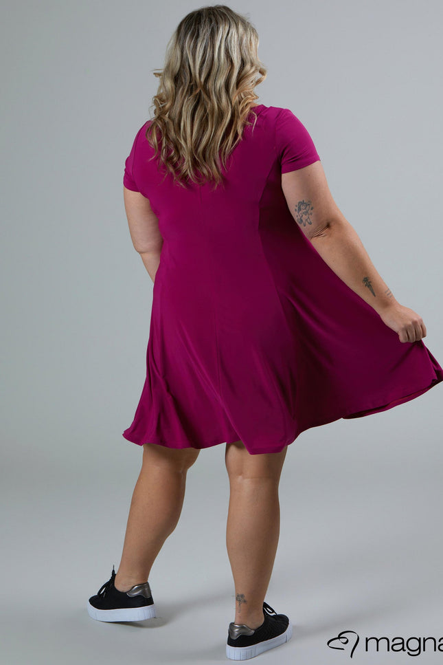 Magna Basic Jurk C-9028 Magenta Roze