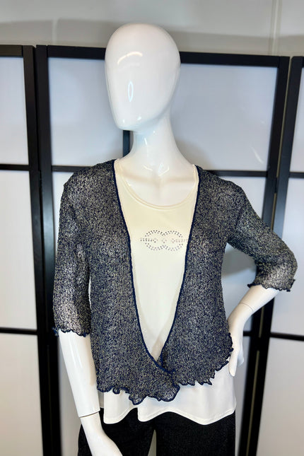 Normal Crazy Vest Ikat Donker Blauw Glitter