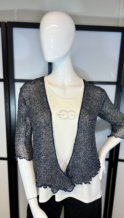 Normal Crazy Vest Ikat Donker Blauw Glitter