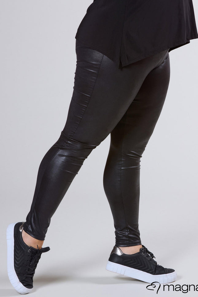 Magna Basic Legging  Leather Look F-23 Zwart
