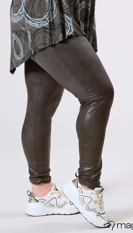 Magna Basic Legging  Leather Look F-23 Olijf Groen