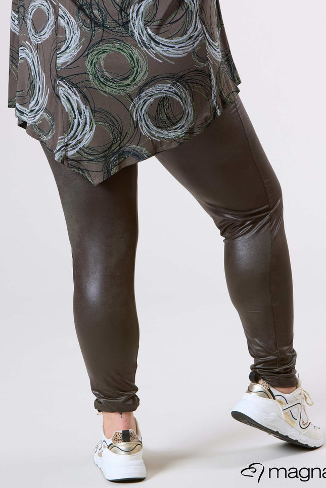 Magna Basic Legging  Leather Look F-23 Olijf Groen