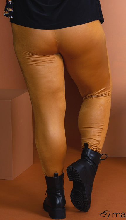 Magna Basic Legging  Leather Look F-23 Oker Geel