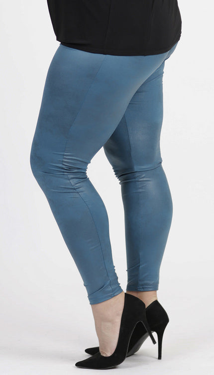 Magna Basic Legging  Leather Look F-23 Petrol Blauw