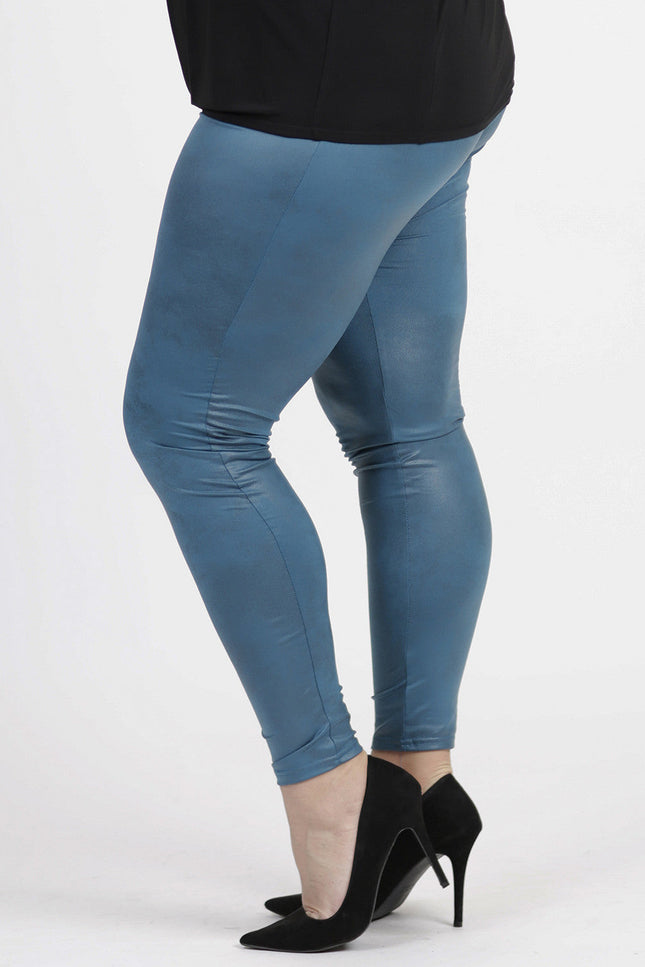 Magna Basic Legging  Leather Look F-23 Petrol Blauw