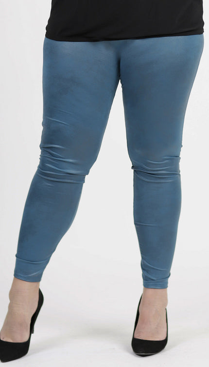 Magna Basic Legging  Leather Look F-23 Petrol Blauw