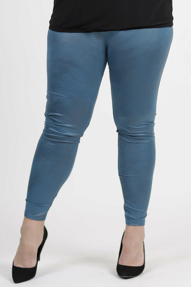 Magna Basic Legging  Leather Look F-23 Petrol Blauw