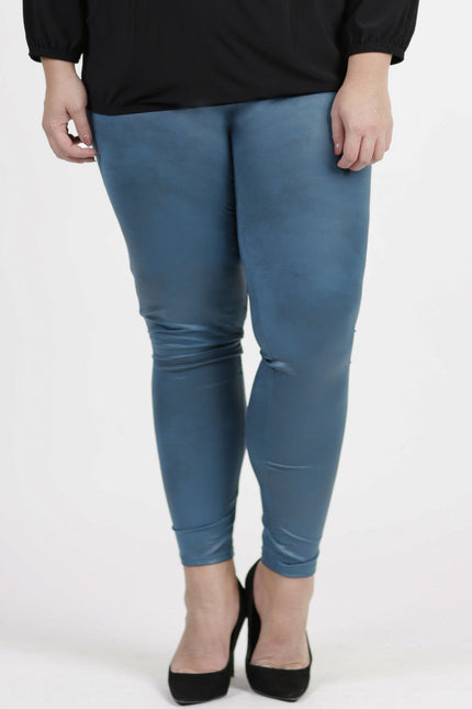 Magna Basic Legging  Leather Look F-23 Petrol Blauw