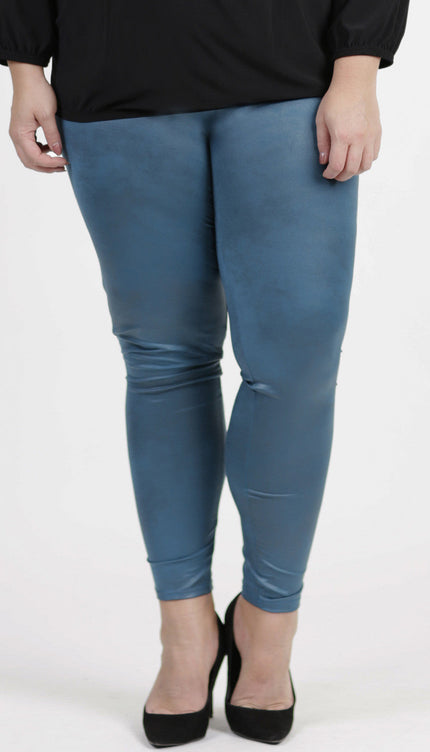 Magna Basic Legging  Leather Look F-23 Petrol Blauw
