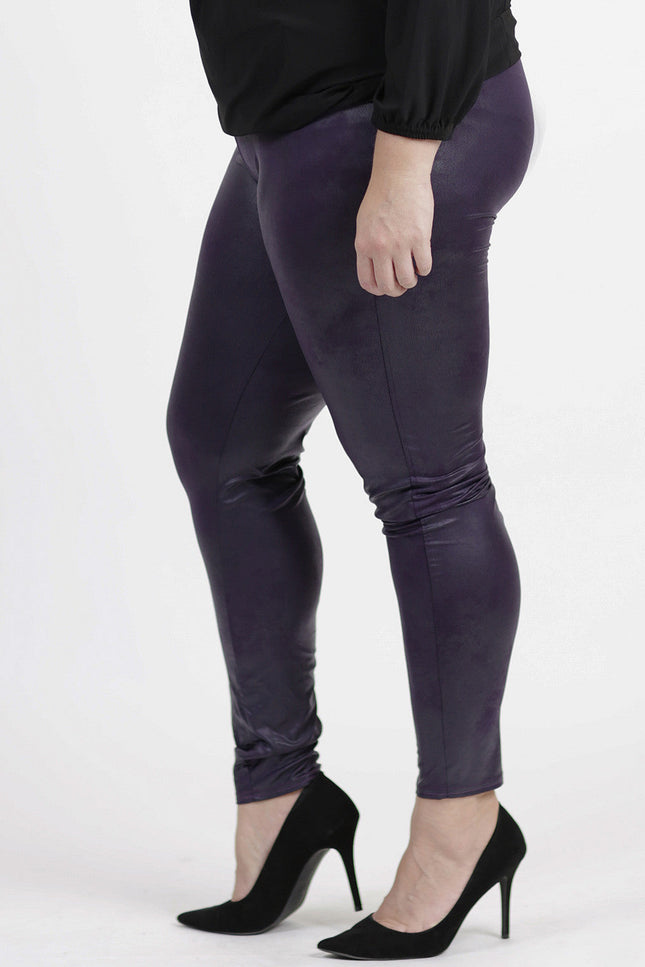 Magna Basic Legging  Leather Look F-23 Donker Paars