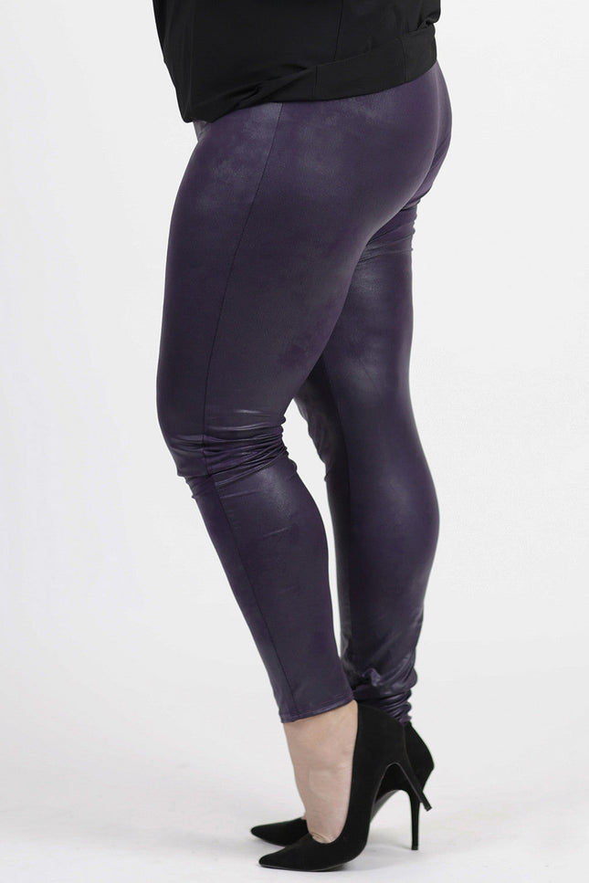 Magna Basic Legging  Leather Look F-23 Donker Paars