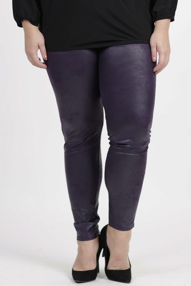 Magna Basic Legging  Leather Look F-23 Donker Paars