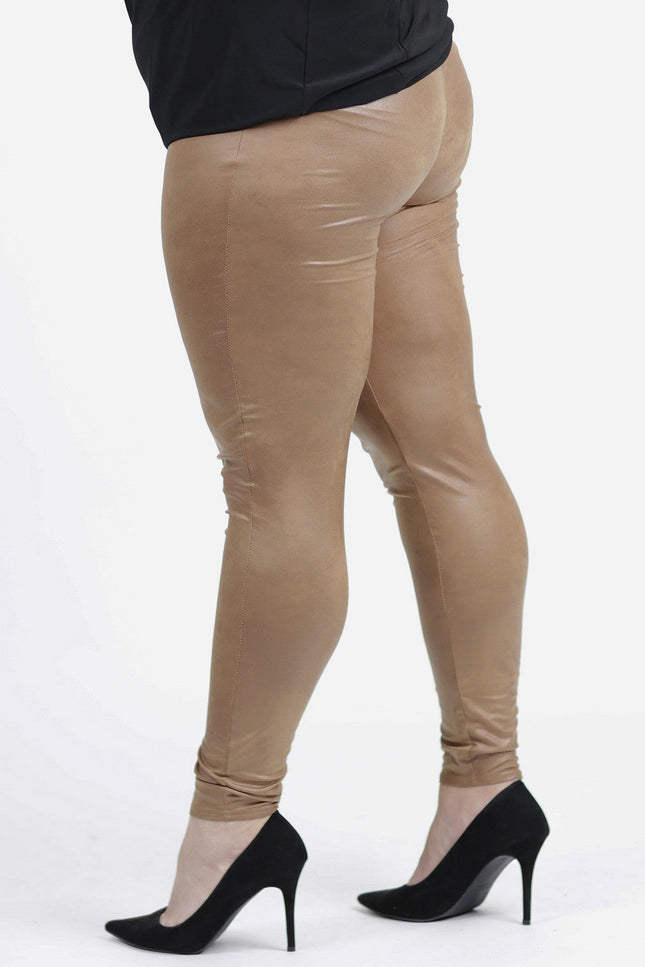 Magna Basic Legging  Leather Look F-23 Mosterd Bruin