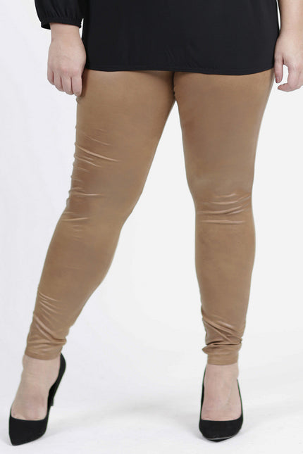 Magna Basic Legging  Leather Look F-23 Mosterd Bruin