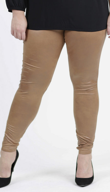 Magna Basic Legging  Leather Look F-23 Mosterd Bruin